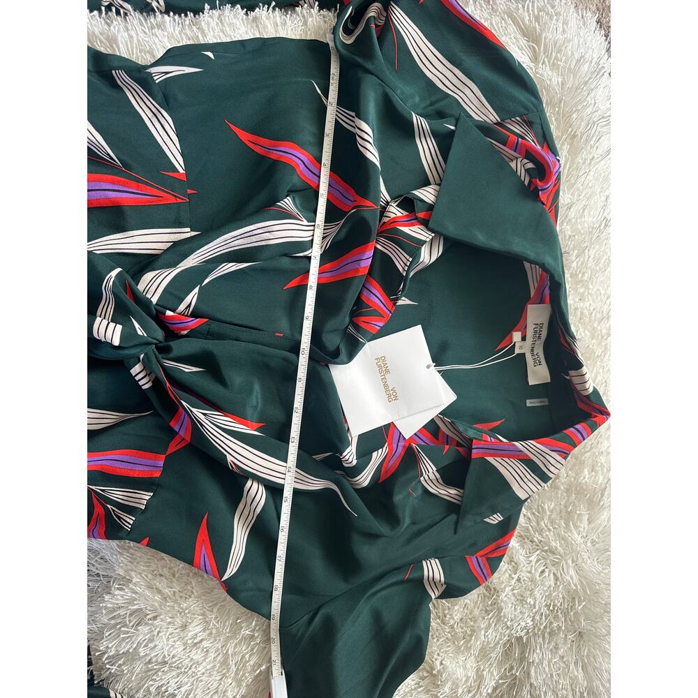 NWT DVF Diane von Furstenberg QUINCY Hunter Silk Wrap Midi Dress US10 Green - Picture 10 of 10